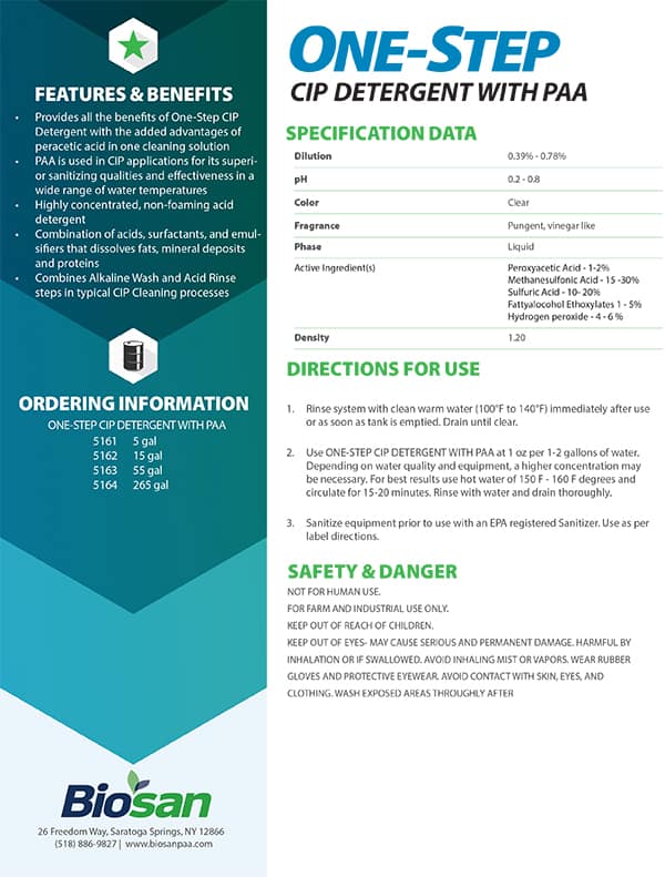 Biosan One-Step PAA Data Sheet